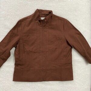 Coldwater Creek Linen+ 3/4 Split Sleeve Full Zip Jacket Multi Pocket Size P12